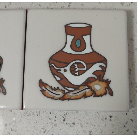 cleo teissedre hand painted ceramic tiles Native Pottery Design - Picture 3 of 5